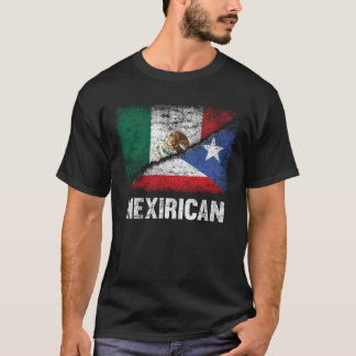 Half Mexican Puerto Rican Flag Mexirican T-Shirt