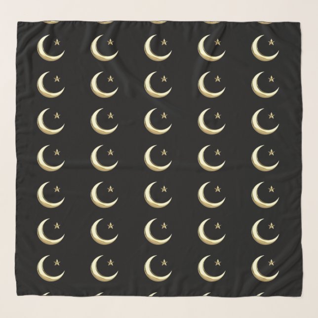 Half Moon and Star of Islam Muslim Hijab Head Scarf (Front)