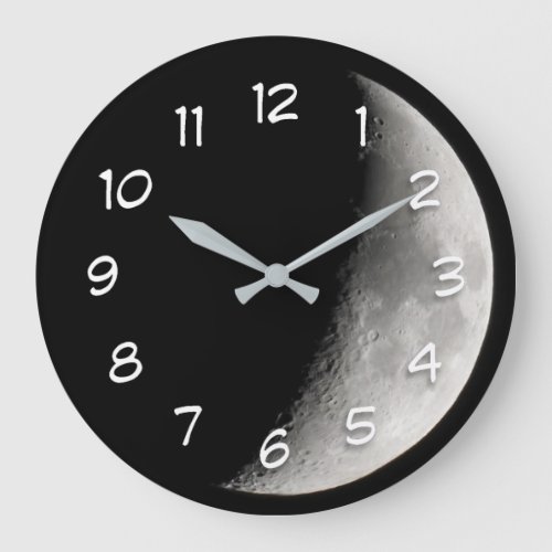 Half Moon at Night  Close Up Photography Large Clock