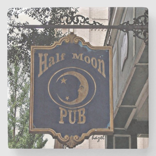 Half Moon, Athens Georgia Marble Stone Coaster. Stone Coaster (Front)