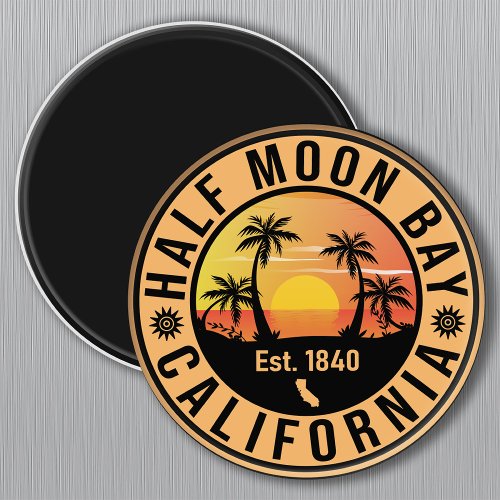 Half Moon Bay California Retro Sunset Souvenirs Magnet