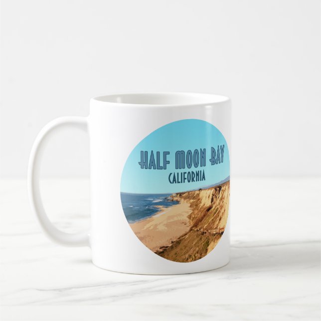 Half Moon Bay California Vintage Coffee Mug (Left)