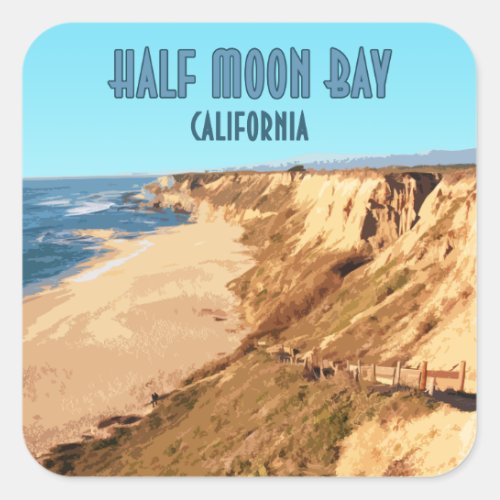 Half Moon Bay California Vintage Square Sticker