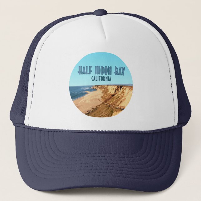 Half Moon Bay California Vintage Trucker Hat (Front)