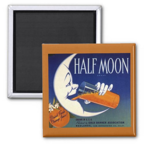 Half Moon Brand Oranges Crate Label Magnet