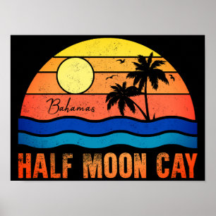 Half Moon Cay Bahamas Island 60s Retro Vintage Poster