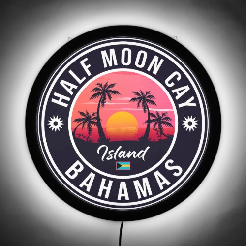 Half Moon Cay Bahamas Retro Sunset Vacation 60s LED Sign