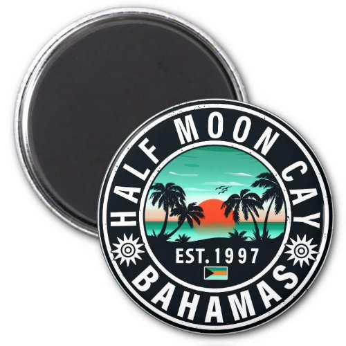 Half Moon Cay Bahamas Retro Sunset Vacation 60s Magnet