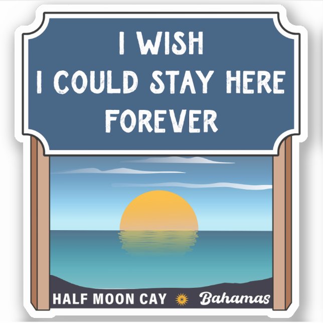 Half Moon Cay Bahamas Retro Sunset Vacation 60s Sticker (Front)