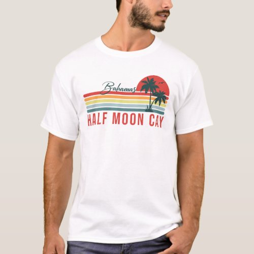 Half Moon Cay Bahamas Retro Sunset Vacation 60s T_Shirt