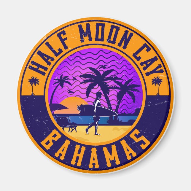 Half Moon Cay Bahamas - Retro Vintage 80s Magnet (Front)