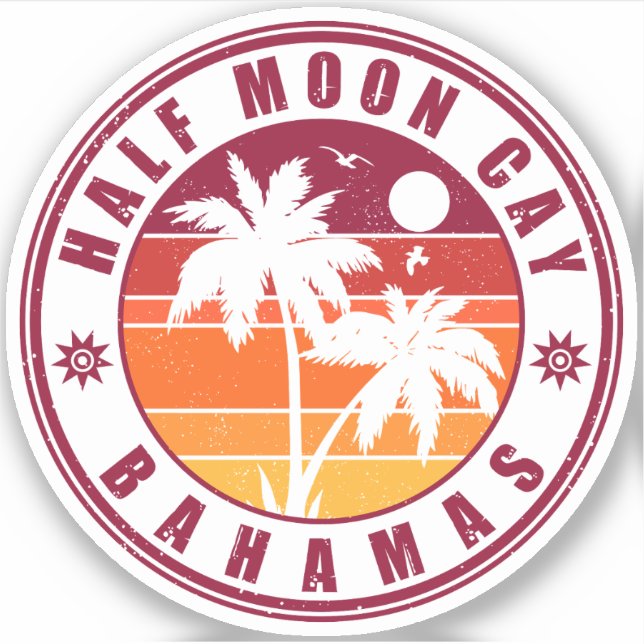 Half Moon Cay Bahamas - Retro Vintage 80s Souvenir Sticker (Front)