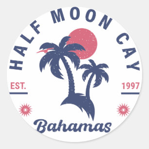 Half Moon Cay Bahamas Retro Vintage Vacation 60s Classic Round Sticker