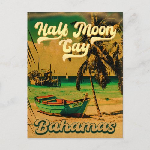 Half Moon Cay Bahamas Retro Vintage Vacation 60s Postcard