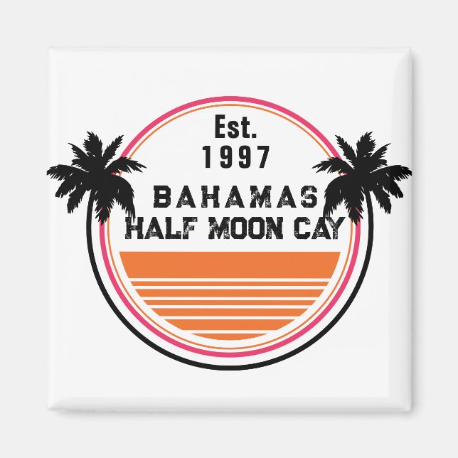 Half Moon Cay Bahamas Vintage Family Vacation Magnet (Front)