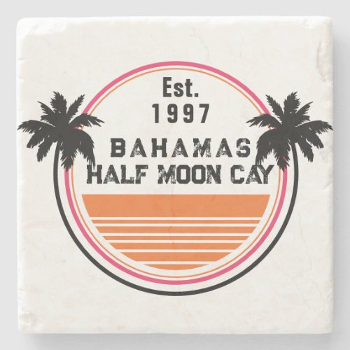 Half Moon Cay Bahamas Vintage Family Vacation Stone Coaster