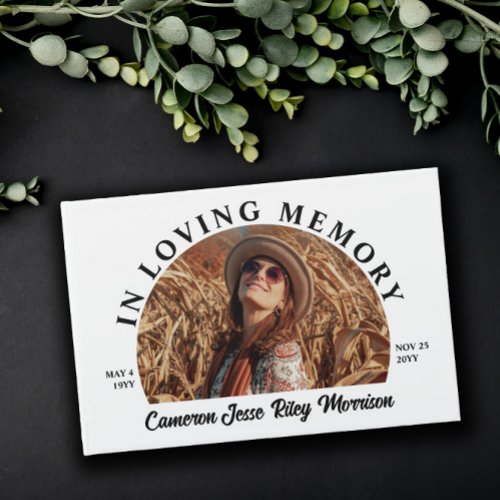 Half Moon Photo Arched Text In Loving Memory Guest Book