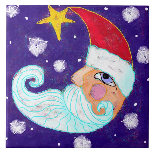 Half Moon Santa Claus Abstract Art Ceramic Tile (Front)