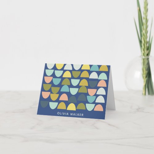Half Moon Shapes in Soft Pastels Personalized Name Note Card
