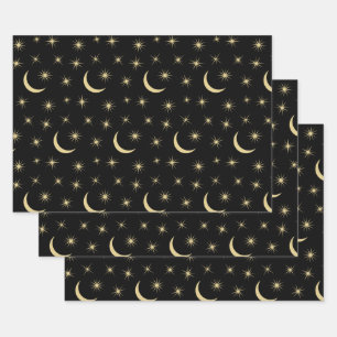 Half Moon Stars Universe Space Lover Astronomy Wrapping Paper Sheets