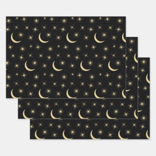 Half Moon Stars Universe Space Lover Astronomy Wrapping Paper Sheets