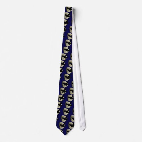 Half Moon With Flying Raven Crow Silhouette  Tie