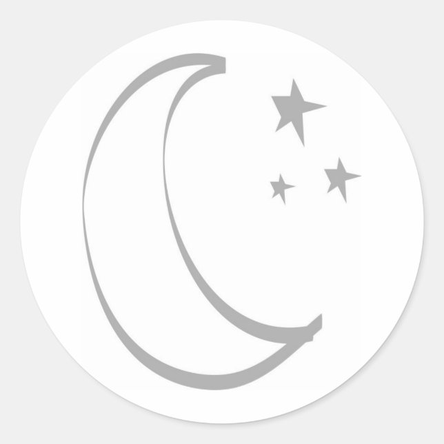 Half Moon with Stylized Stars Classic Round Sticker (Front)
