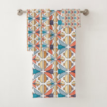 Half Moons in Coral and Teal