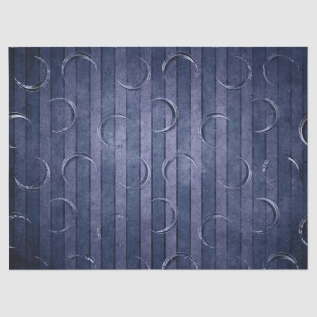 Half Moons on Purple and Blue Stripped Decoupage Tissue Paper (Front)