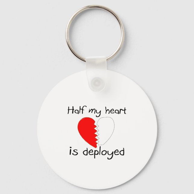 Half My Heart Is Deployed Keychain (Front)