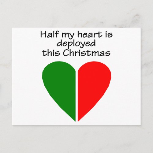 Half My Heart Is Deployed This Christmas Holiday Postcard