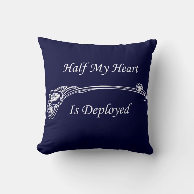 Half My Heart is Deployed Throw Pillow (Front)