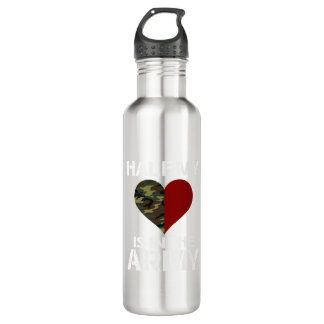 Half my heart is in the army stainless steel water bottle
