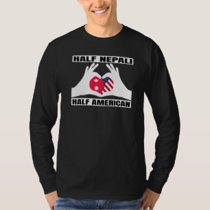 Half Nepali Half American Nepal Heritage & USA DNA T-Shirt