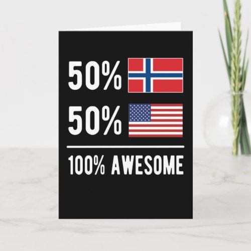 Half Norwegian Half American Flag Norway USA Card