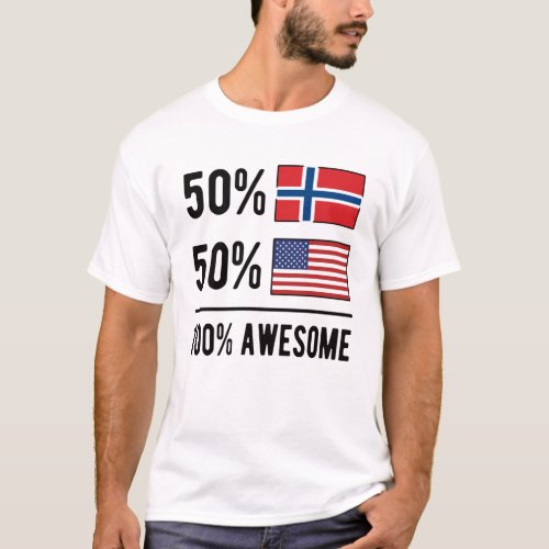 Half Norwegian Half American Flag Norway USA T_Shirt