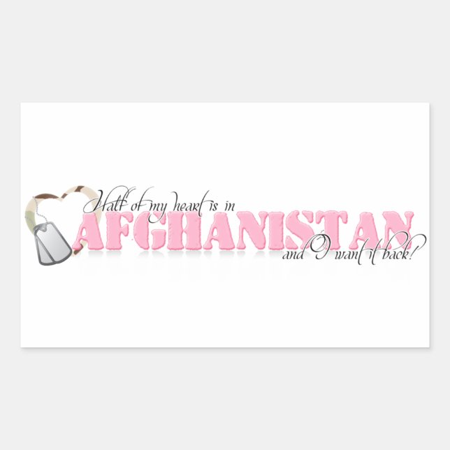 Half of my heart is in Afghanistan Rectangular Sticker (Front)
