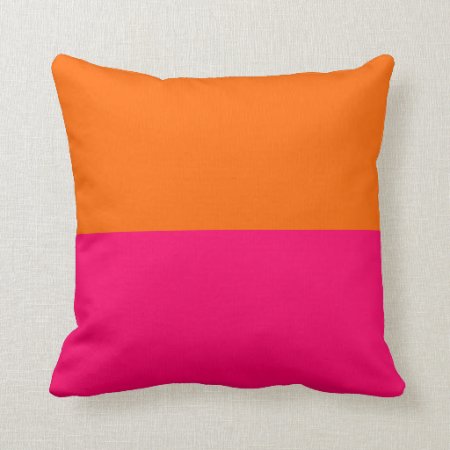 Half Orange And Bright Pink Throw Pillow