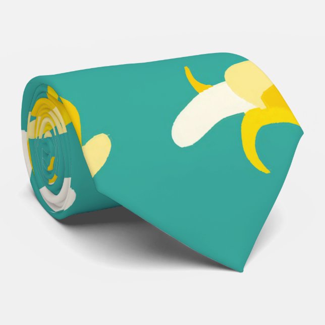 Half peeled banana seamless pattern - Tropical fru Neck Tie (Rolled)