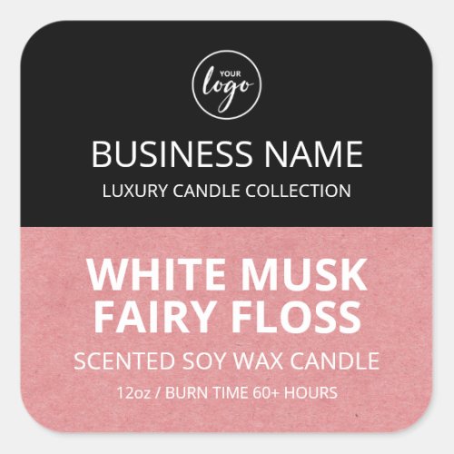 Half Pink Black Color Blocks Soy Candle Labels