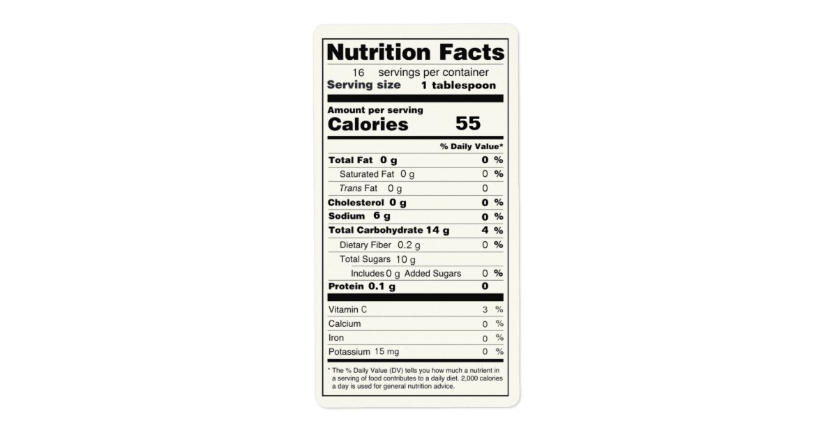 Half Pint Size Jar of Jelly Nutrition Facts Label | Zazzle.com