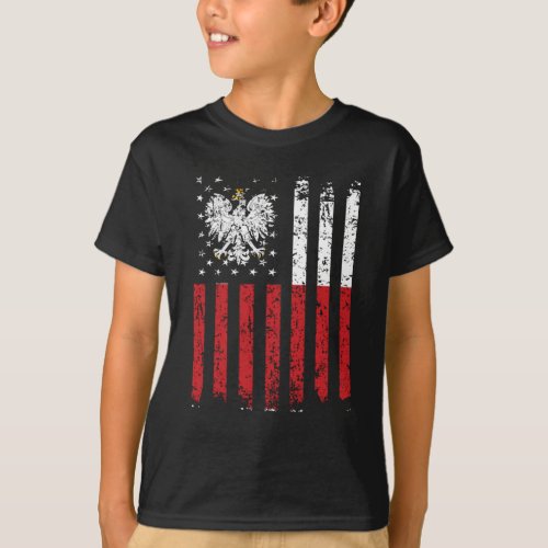 Half Polish Half American Flag Poland USA T_Shirt