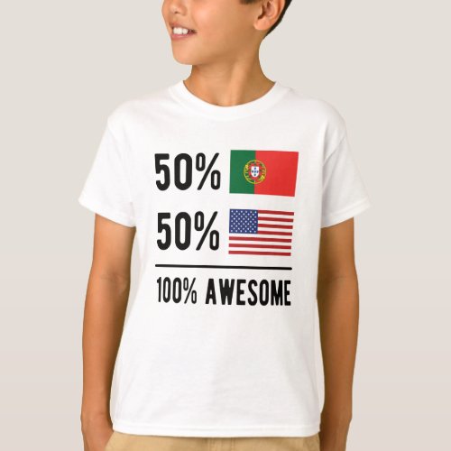 Half Portuguese Half American Flag Portugal USA T_Shirt