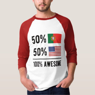 Half Portuguese Half American Flag Portugal USA T-Shirt