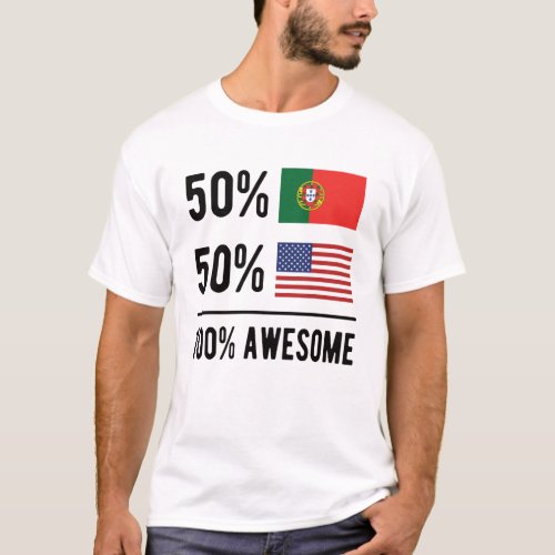 Half Portuguese Half American Flag Portugal USA T_Shirt