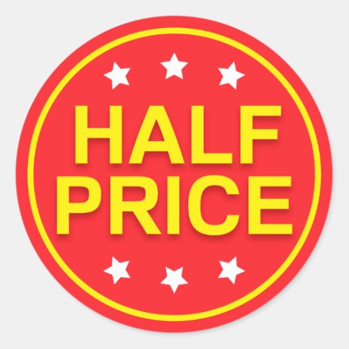 Half price sale red and yellow retail stickers