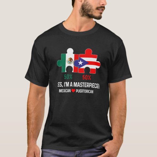 Half Puerto Rican Half Mexican Flag Mixed Race Pri T_Shirt