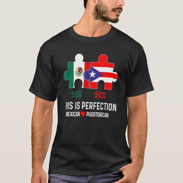 Half Puerto Rican Half Mexican Flag Mixed Race Pri T-Shirt (Front)