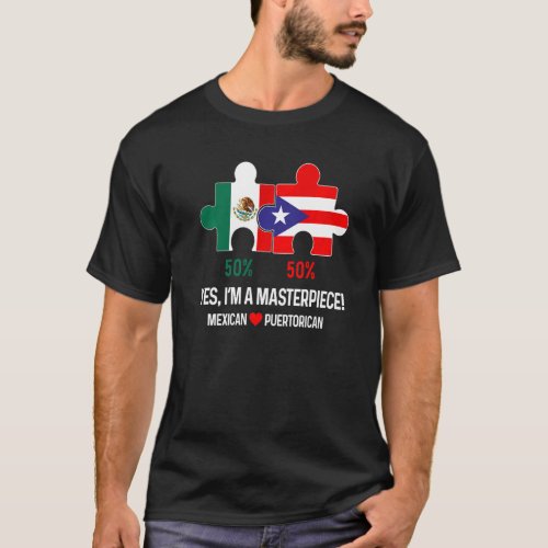 Half Puerto Rican Half Mexican Flag Mixed Race Pri T_Shirt