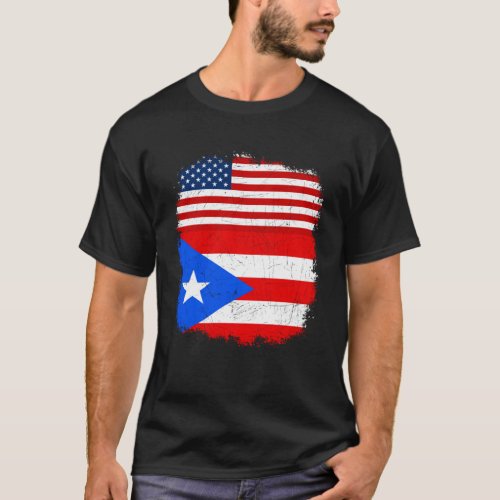Half Puerto Ricans American Flag Vintage USA Puert T_Shirt